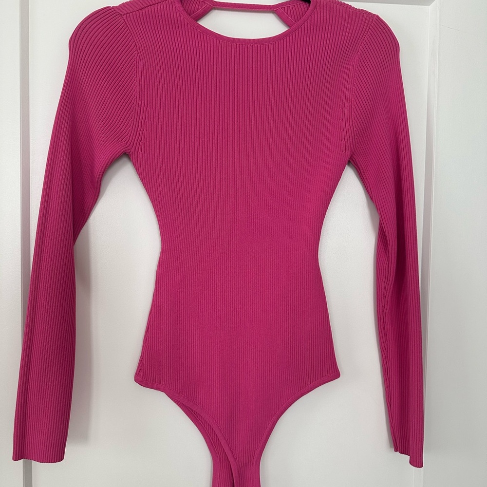 Astr Fuchsia Ribbed Bodysuit